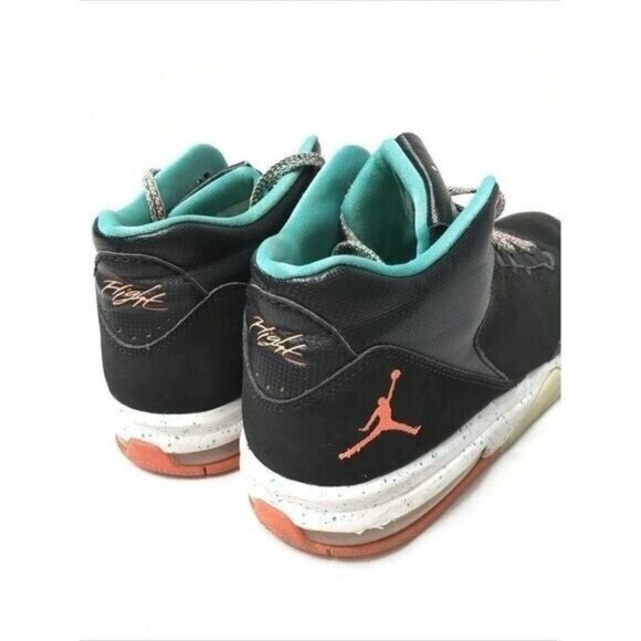 9.5Y Jordan Flight Black/Turquoise/Orange Mid-Top Mens Sneakers - Picture 1 of 10